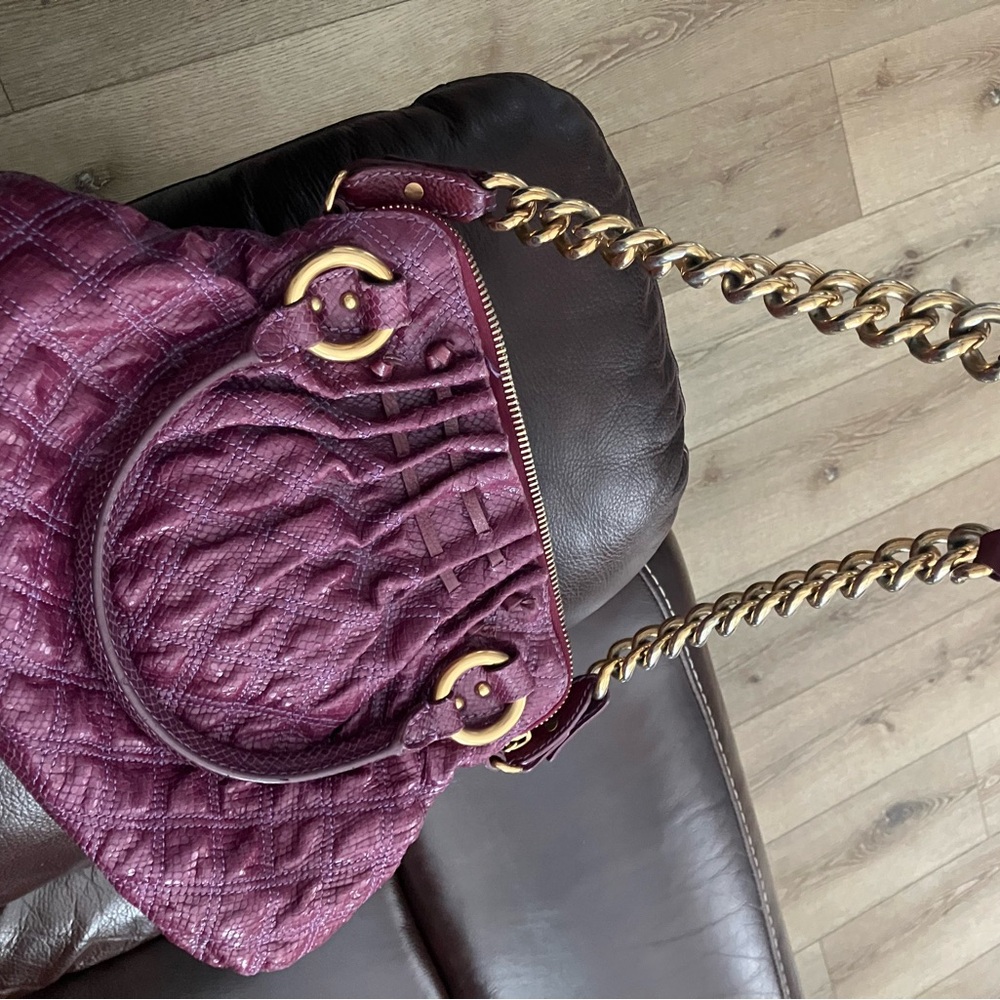 Marc Jacobs Quilted Purple Shoulder Bag with Gold Chain